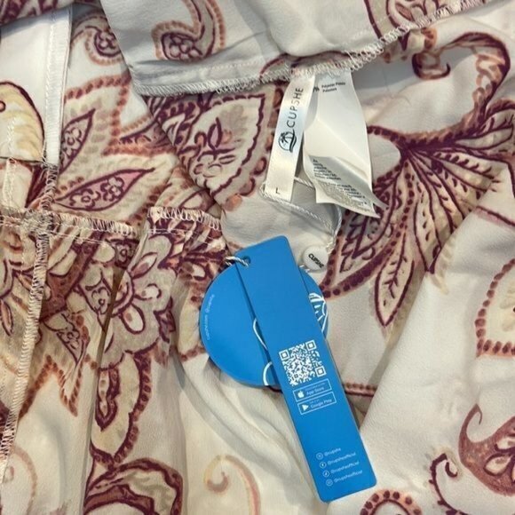 Cupshe Plunge Ruffle Fitted Waist Tie A-Shape Dress White Pink Size Large‎ - Picture 13 of 14